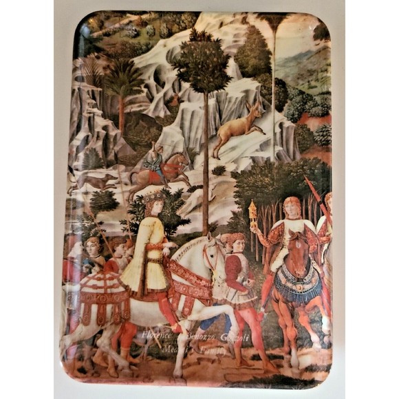 Vtg Melamine 4 Snack Trays Medieval Renaissance Florence Italy Designs 4" x 6" - Picture 6 of 8